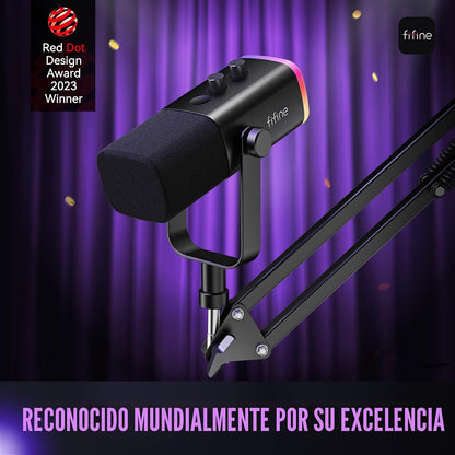 FIFINE AmpliGame AM8T - Juego de micrófonos para juegos XLR\/USB |...