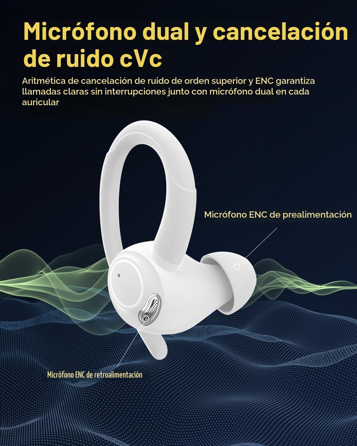 Auriculares inalámbricos, Bluetooth 5.4 Auriculares deportivos sobr...