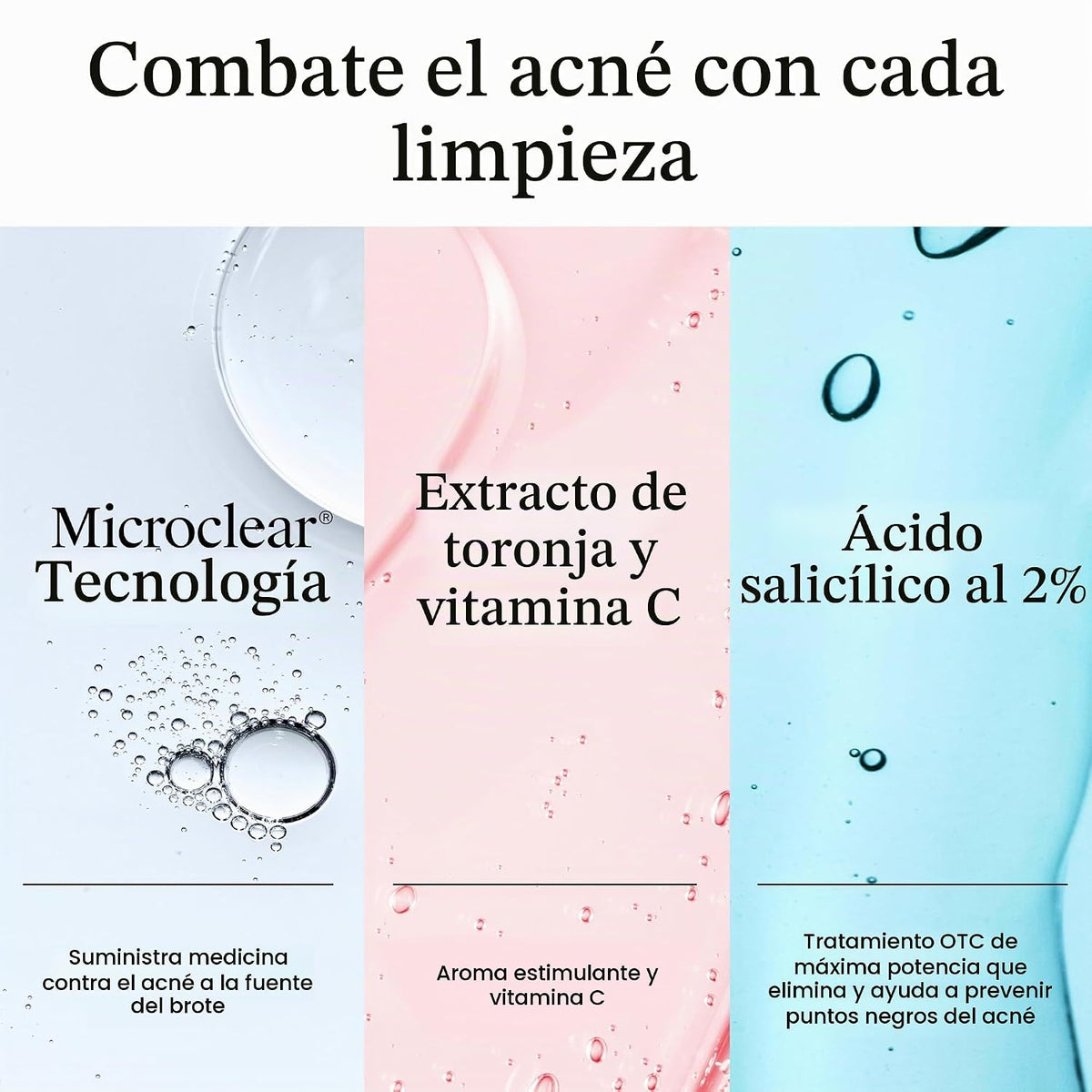 Neutrogena Lavado facial para acné de pomelo rosa sin aceite, 3 x 6...