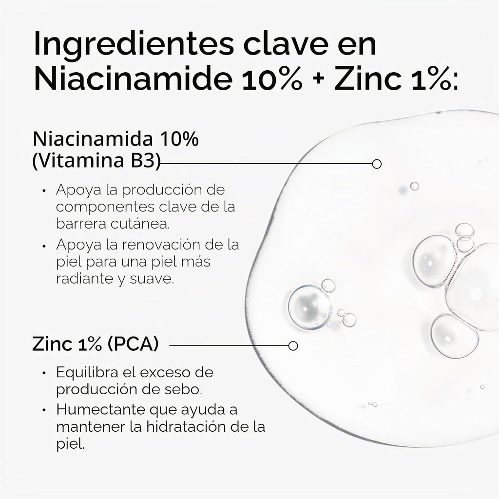 The Ordinary Niacinamida 10% + Zinc 1%, sérum suavizante para piele...
