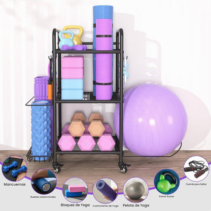 Estante de almacenamiento para gimnasio en casa, organizador de alm...