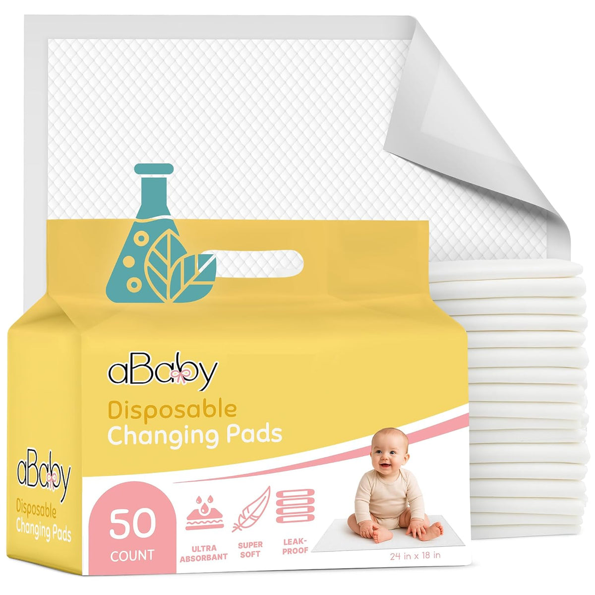 Cambiadores desechables ultra absorbentes para bebé, paquete de 50...