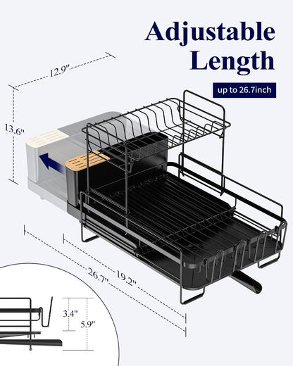 Kitsure Escurridor extensible para platos, 19.2"-26.7" de l...