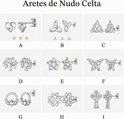 ChicSilver Pendientes celtas para mujer de plata de ley hipoalergén...