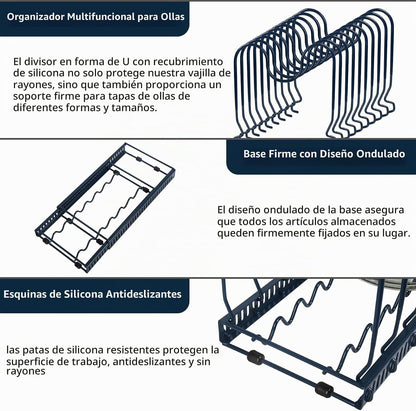 ROOHUA Estante organizador de tapas de ollas y sartenes para debajo...