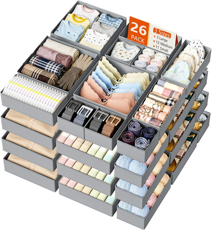 DIMJ Organizador de cajones para almacenamiento de ropa, paquete de...