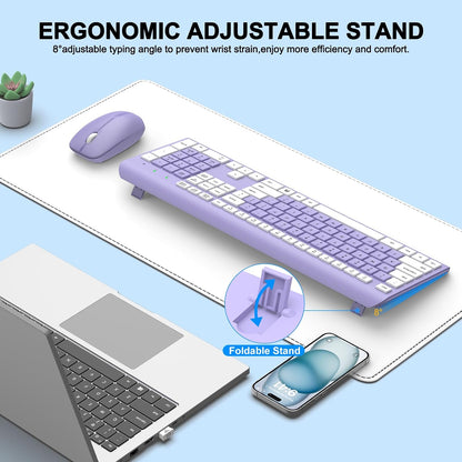Combo de teclado y mouse inalámbricos, teclado ergonómico silencios...