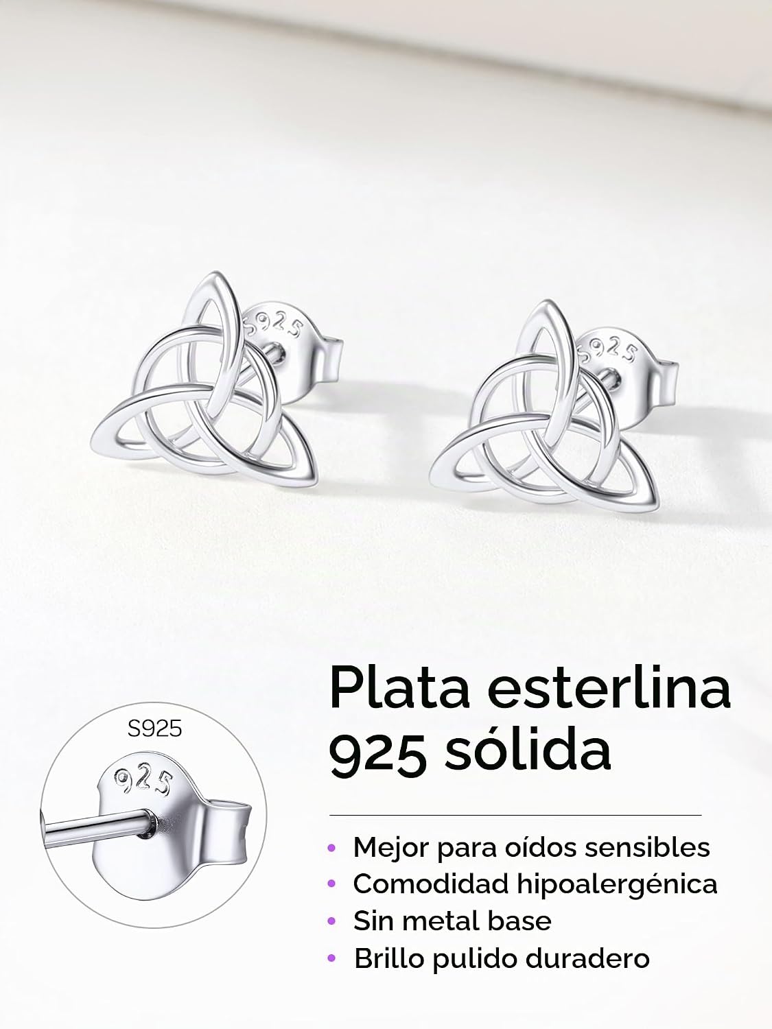 ChicSilver Pendientes celtas para mujer de plata de ley hipoalergén...