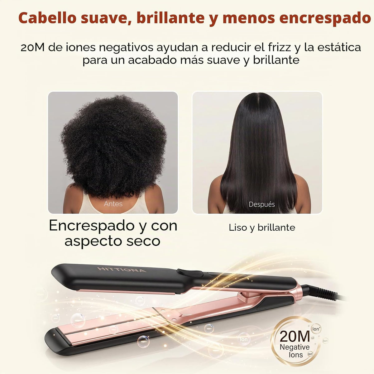 Plancha de pelo de cerámica de 1.75" de ancho para mujeres, pla...