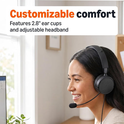 Amazon Basics Auriculares con cable para computadora con micrófono...