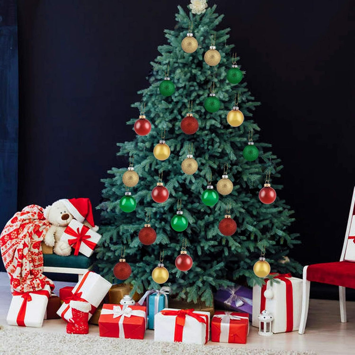 Adornos de bola de Navidad de 30 quilates, decoración de árbol de N...