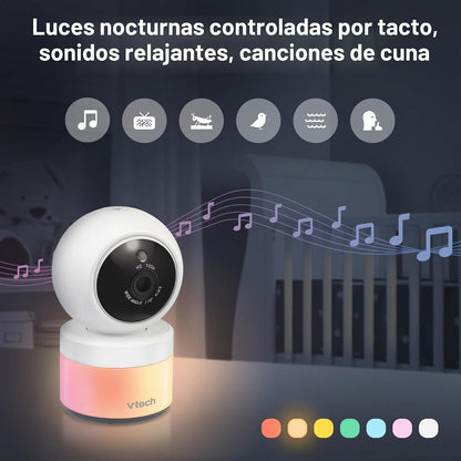VTech Vigilabebés con vídeo VM5263, LCD HD de 5", Pan-Tilt-Zoom, Bl...