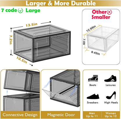 7 code Organizador de Cajas de Zapatos Grandes Transparentes【Materi...