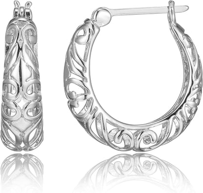 Amazon Collection - Aretes de aro de filigrana abierta en plata de ley