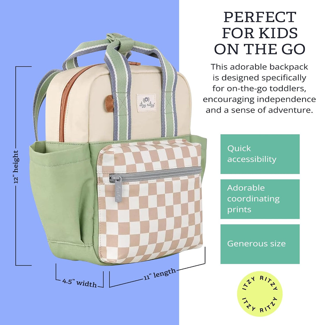 Mochila para niños de Itzy Ritzy - Bolsa para guardería - Cuenta co...