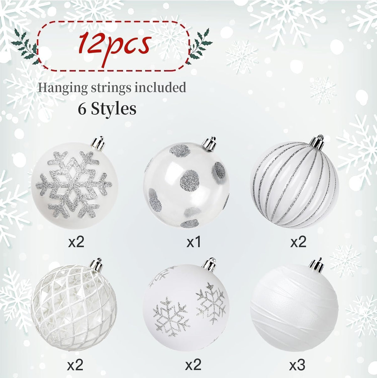 Shareconn Adornos de Bolas de Navidad de 80 mm, 12 Piezas de plásti...