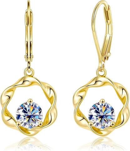 Aretes colgantes de moissanita de 2 quilates para mujer, aretes Mob...