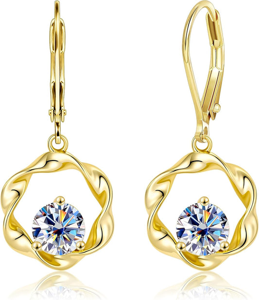 Aretes colgantes de moissanita de 2 quilates para mujer, aretes Mob...
