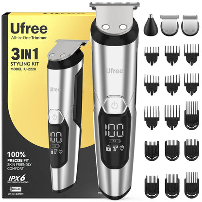 Ufree Recortadora de barba 3 en 1 para hombres, afeitadora eléctric...