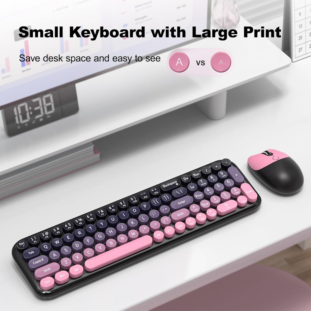 MOFII Combo de teclado y mouse inalámbricos, máquina de escribir co...