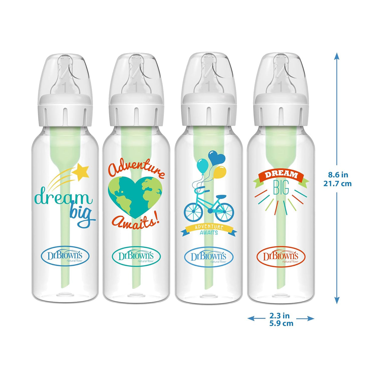 Dr. Brown's Anti-Colic Options+ Biberón estrecho, Aventura, 8 oz |...