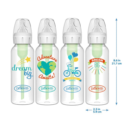 Dr. Brown's Anti-Colic Options+ Biberón estrecho, Aventura, 8 oz |...