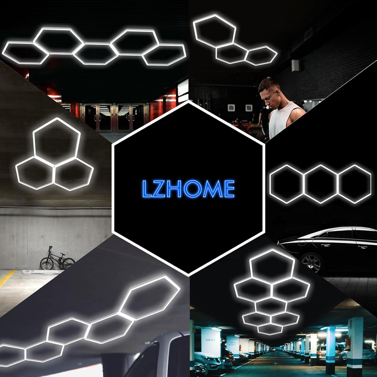 LZHOME Luces LED Hexagonales de Cochera: 15900LM Super Brillantes 3...
