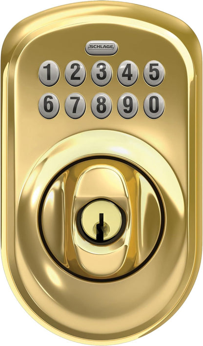 Schlage - Cerradura electrónica para teclado, borde Plymouth, latón...