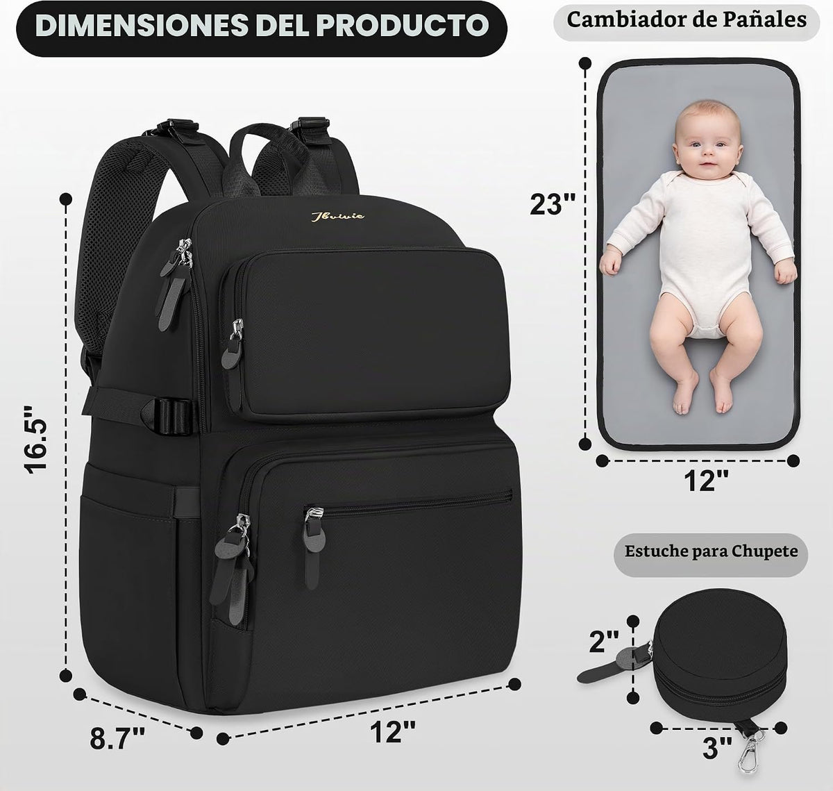 IBVIVIC Bolsa de pañales Mochila para pañales de gran capacidad, Ne...