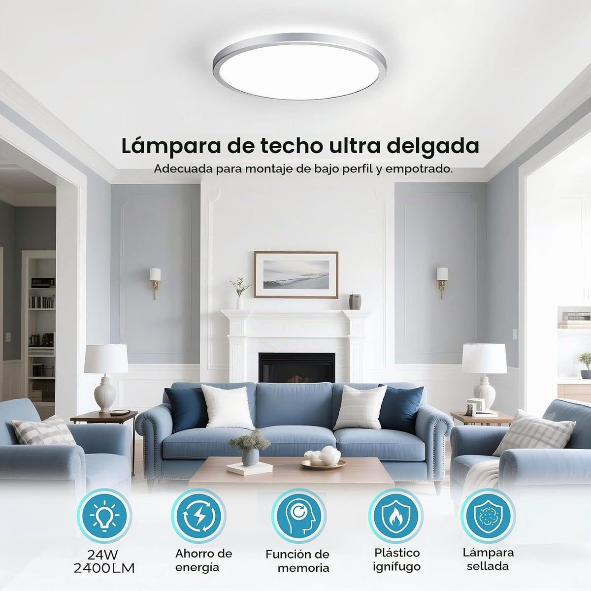 BLNAN Lámpara de techo LED regulable con control remoto, 12 pulgada...