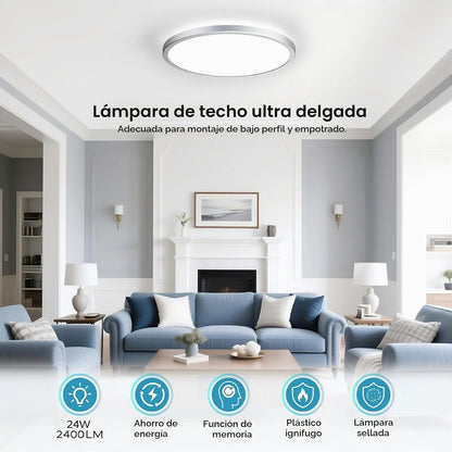BLNAN Lámpara de techo LED regulable con control remoto, 12 pulgada...