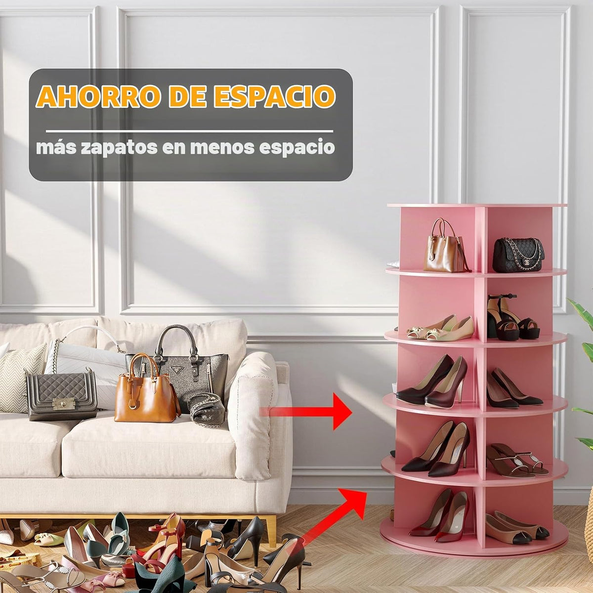 SpaceAid Zapatero Giratorio de 5 Niveles Torre, Exhibidor de Zapato...