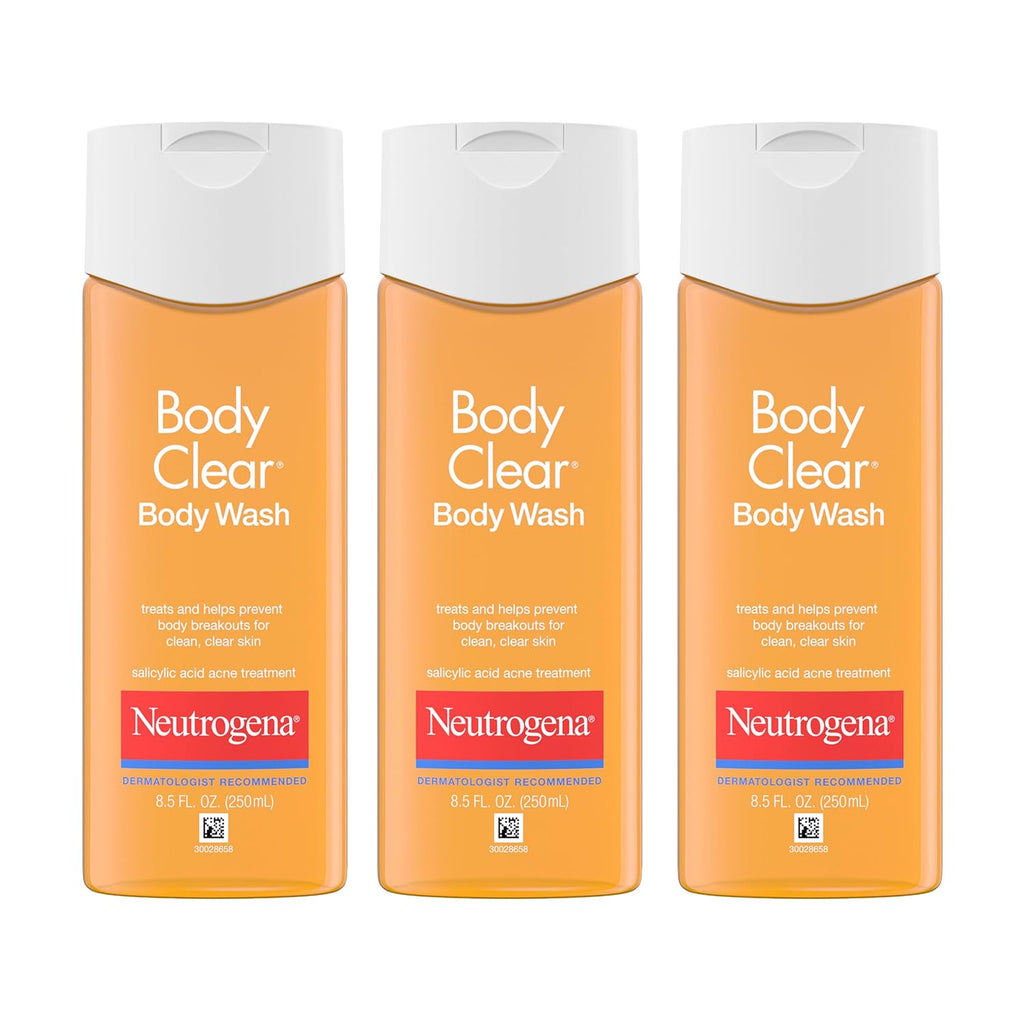 Neutrogena Body Clear Gel de baño para acné, 3 x 8.5 fl oz | 2% de...