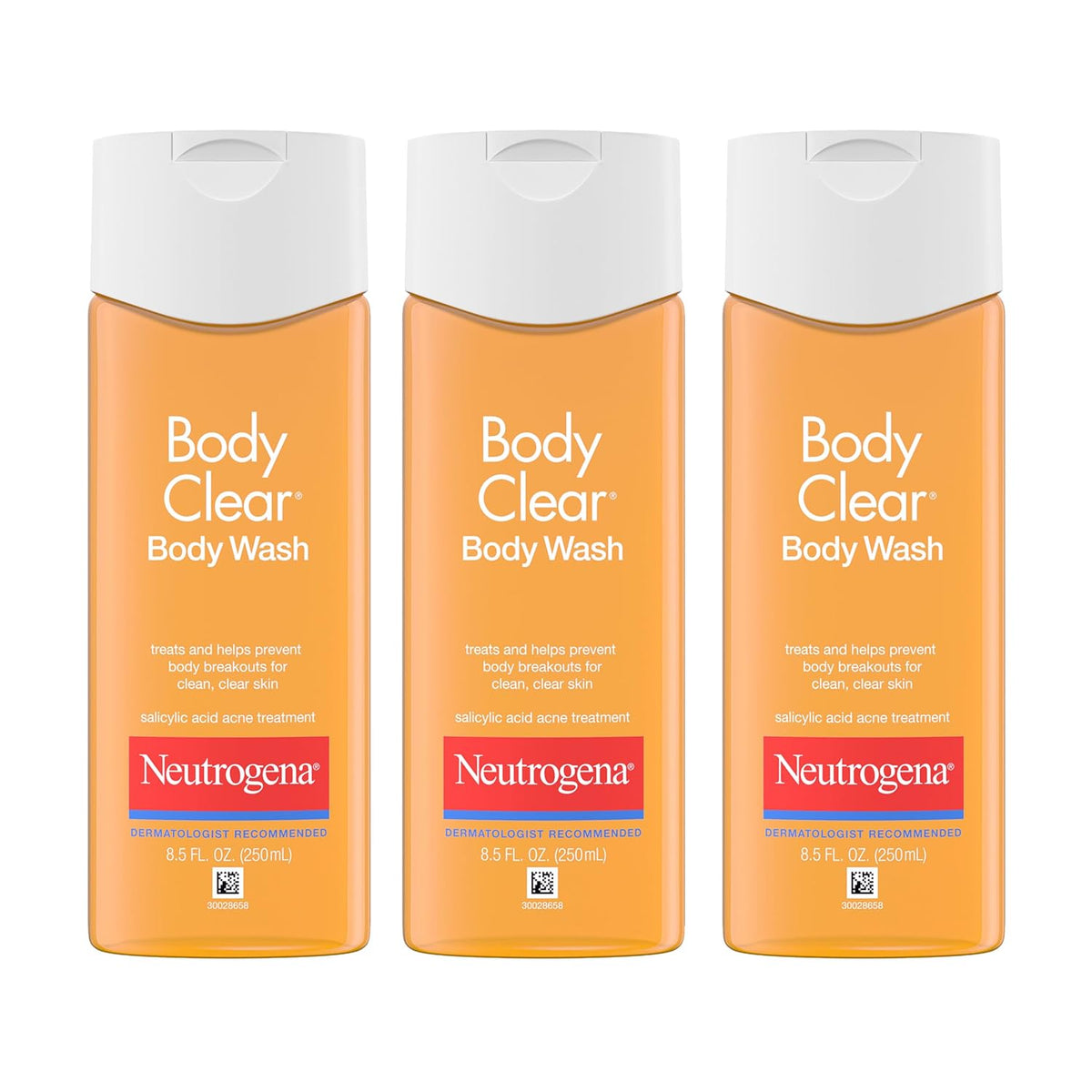 Neutrogena Body Clear Gel de baño para acné, 3 x 8.5 fl oz | 2% de...