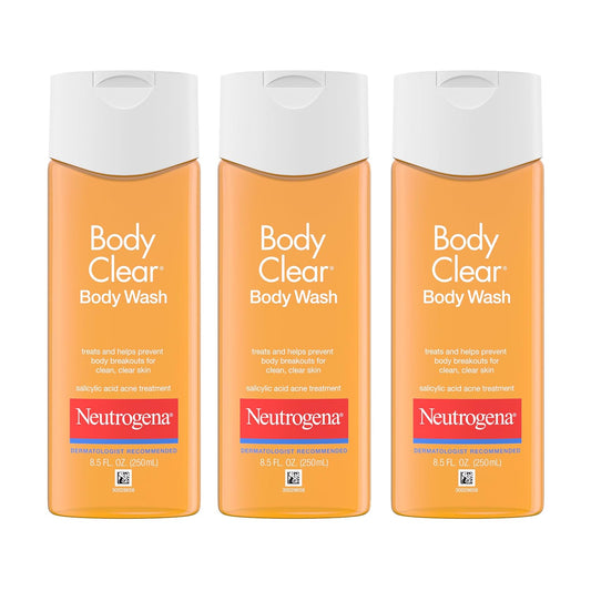 Neutrogena Body Clear Gel de baño para acné, 3 x 8.5 fl oz | 2% de...