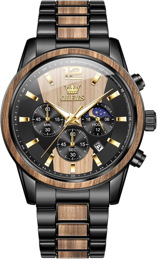 OLEVS Relojes de pulsera analógicos de cuarzo para hombre, cronógra...