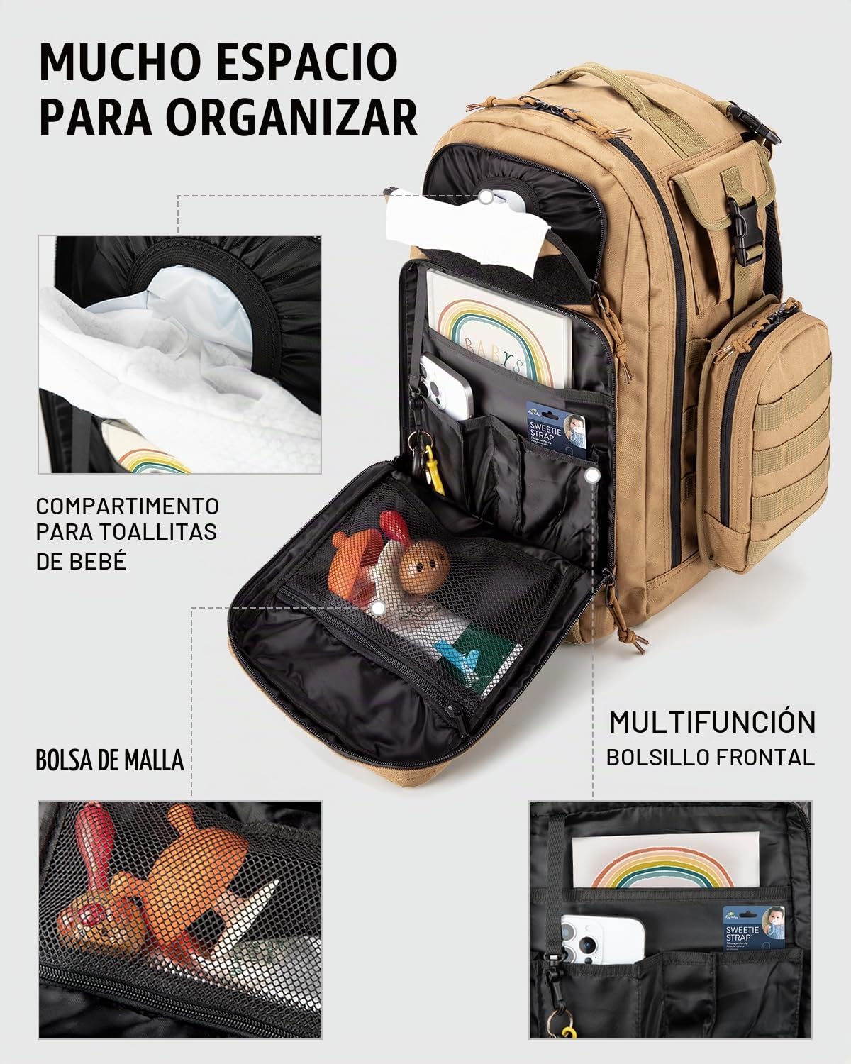 Dinictis Mochila para pañales para papá con cambiador de pañales, c...