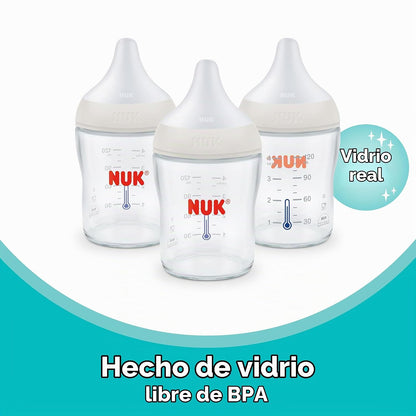 NUK Perfect Match - Botella de vidrio natural + anticólico, 4 onzas...