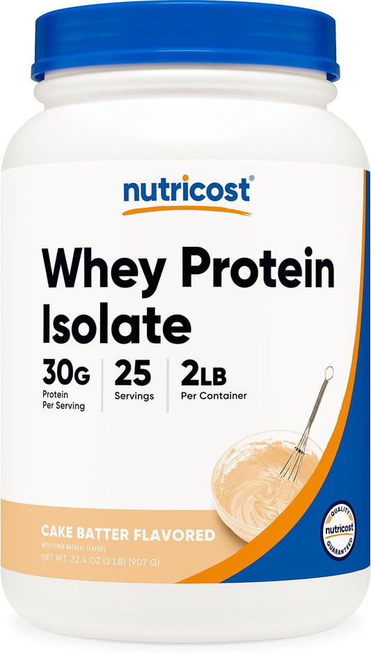 Nutricost Polvo aislado de proteína de suero (masa de pastel, 2 lib...