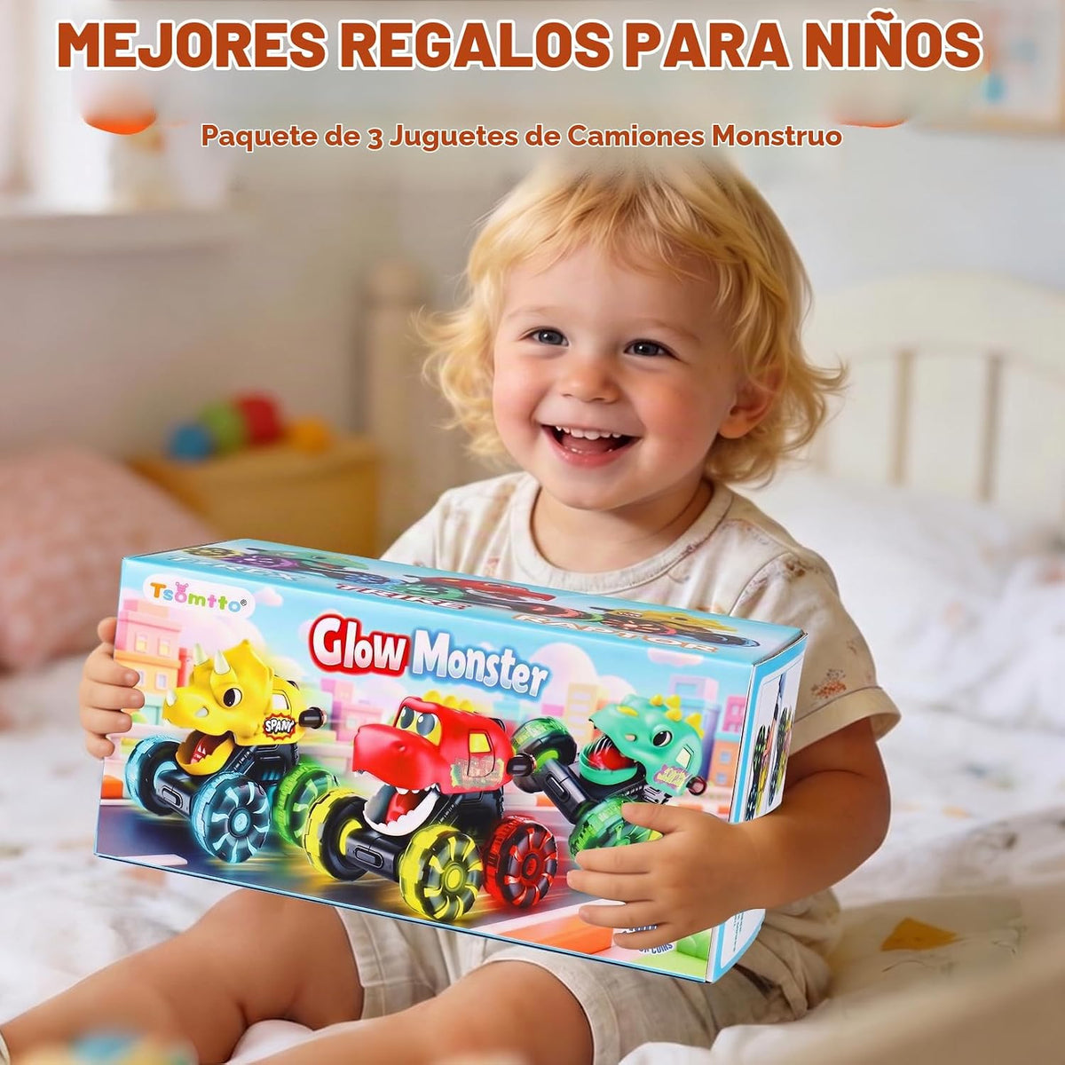 Monster Truck Toys Coches de dinosaurio, autos iluminados para niño...