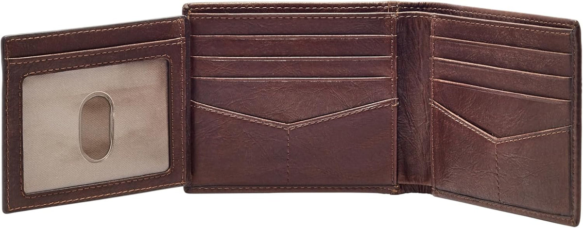 Fossil Cartera para hombre, de piel Ingram con bloqueo RFID, plegab...