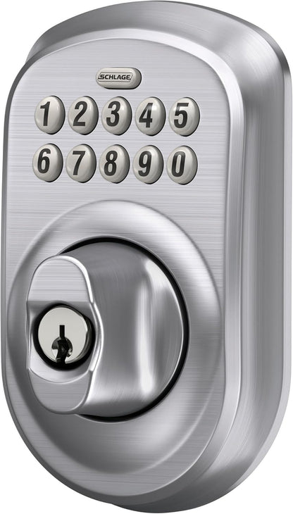 Schlage - Cerradura electrónica para teclado, borde Plymouth, cromo...
