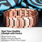 Pulsera de cobre para hombre Feraco, 3 veces más fuerte, pulseras m...