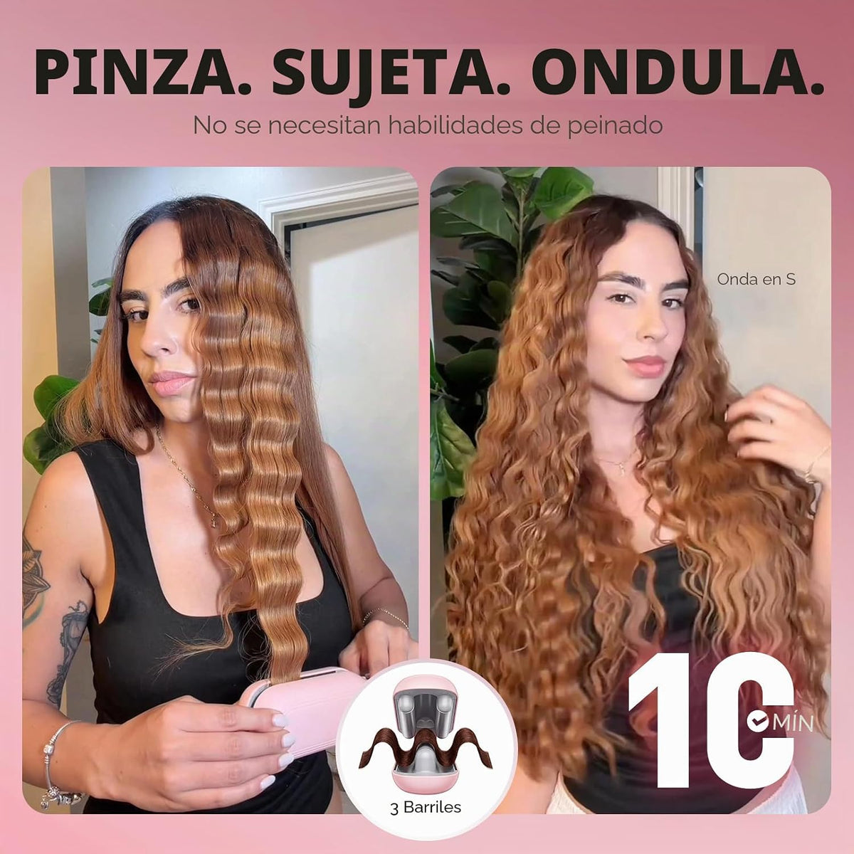 Ufree Engarzador de cabello para mujer, rizador de cabello ondulado...