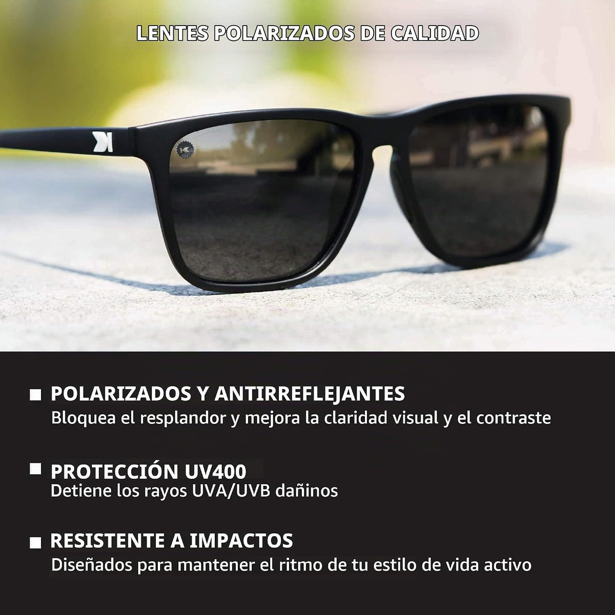 Knockaround Gafas de sol polarizadas cuadradas para hombres y mujer...