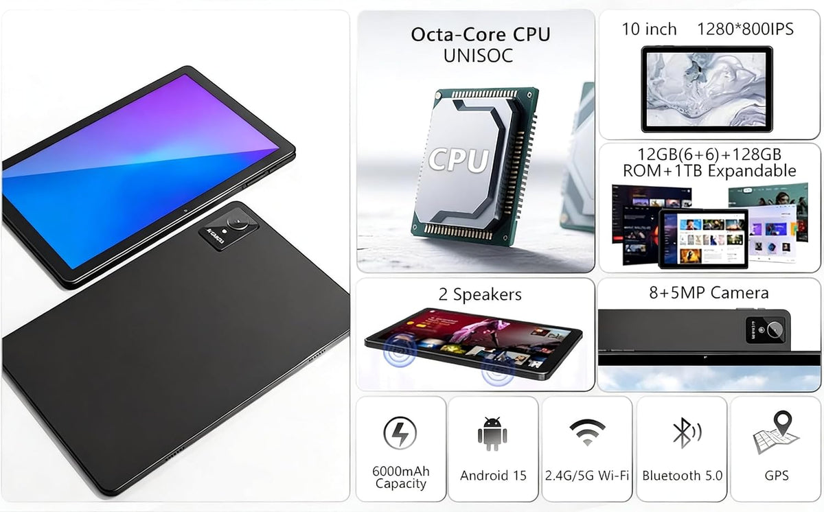 COTGOD Tablet Android 15 de 10.1 pulgadas con IA Gemini, 18 GB de R...