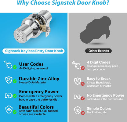 Signstek cerradura electrónica y digital para puerta de seguridad,...
