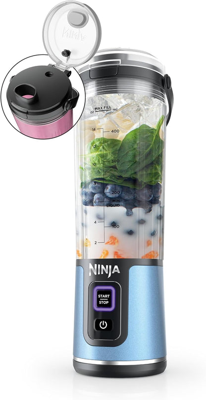 Licuadora portátil Ninja Blast, inalámbrica, recipiente de 18 oz, a...