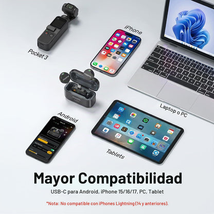 Micrófono Lavalier inalámbrico MAONO Wave T5 para teléfono Android...