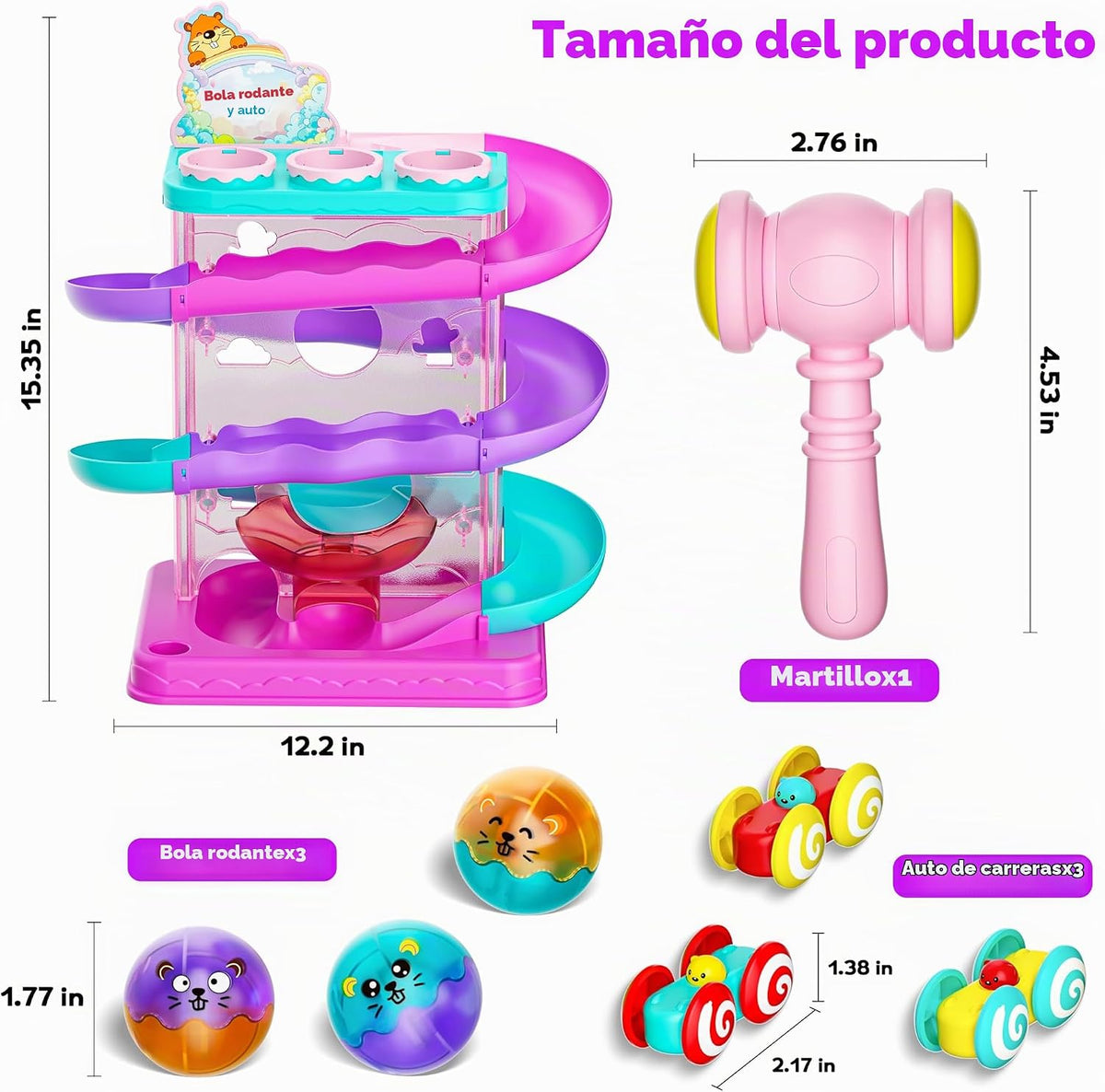 Juguete Montessori 2 en 1 de pista de carreras para niños pequeños...